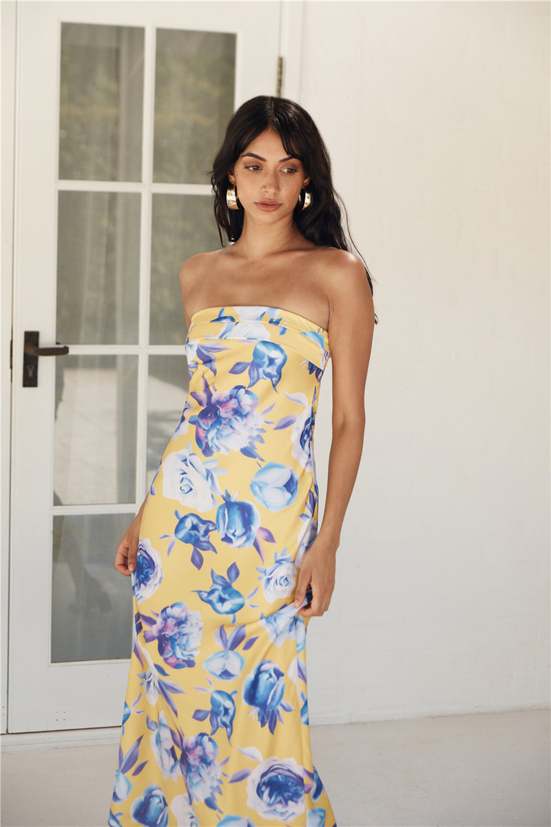 True Royalty Strapless Maxi Dress Yellow Size S True Royalty Strapless Maxi Dress Yellow Size S