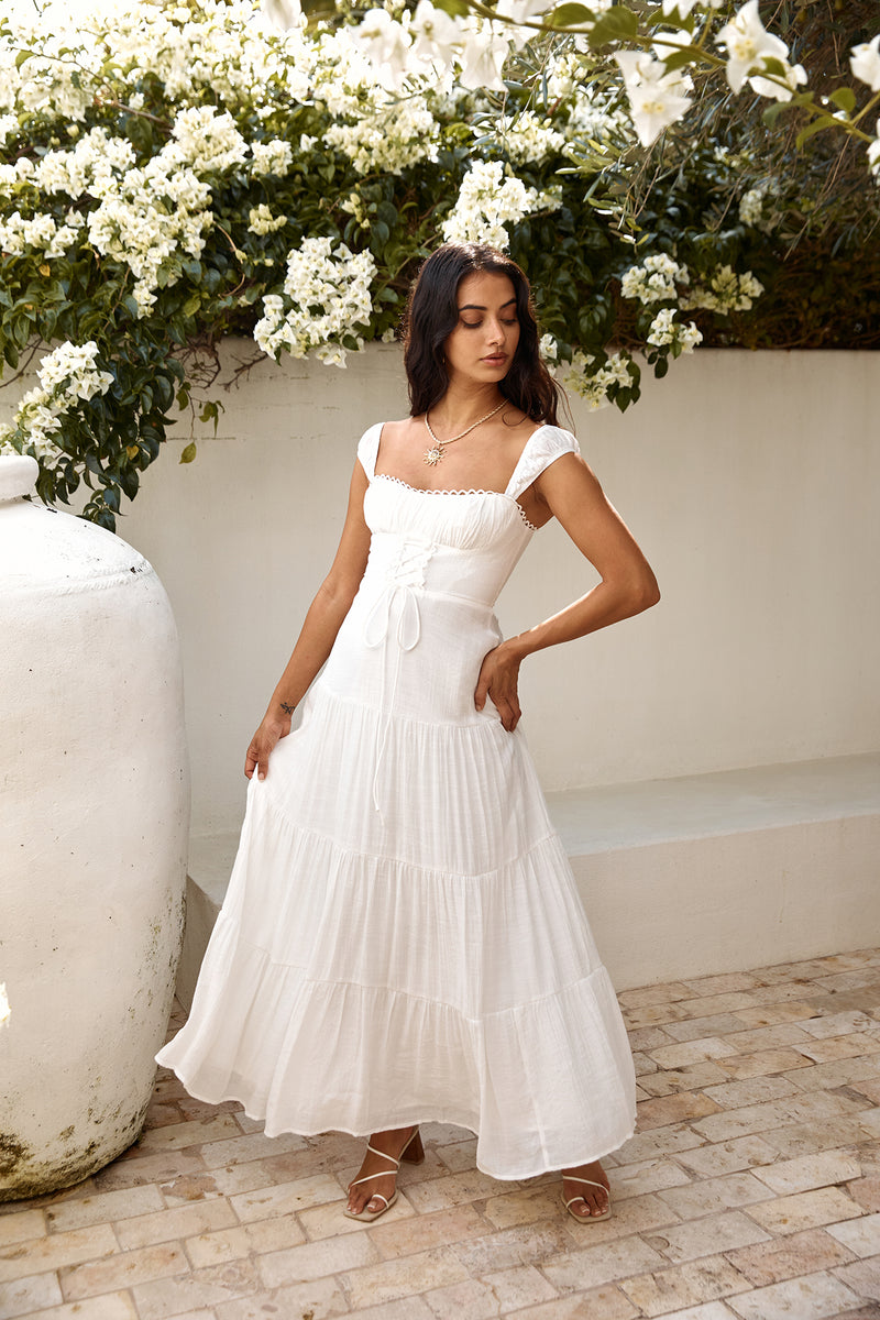 Party Favour Maxi Dress White | Fortunate One