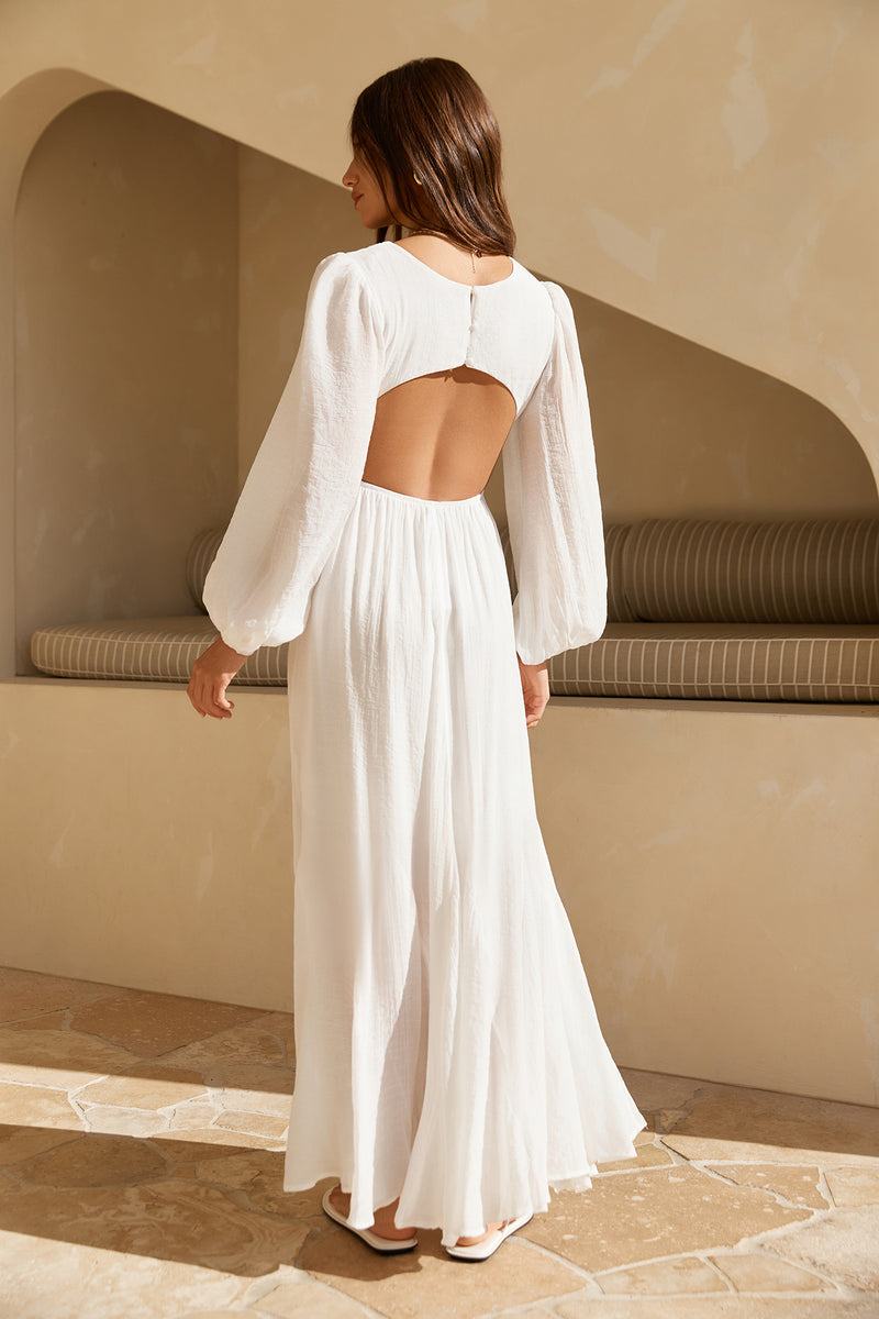 white long sleeve dress near me Sweeter Dreams Long Sleeve Maxi Dress White