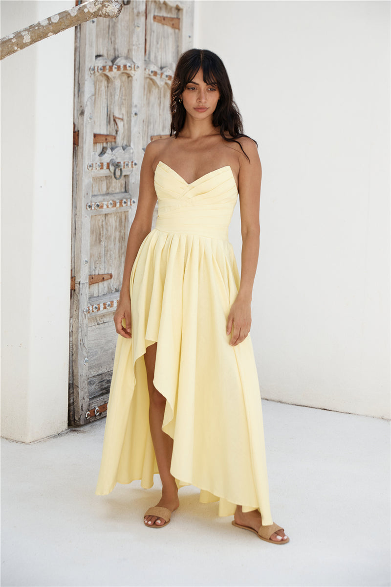 Enchantress Strapless Maxi Dress Yellow | Fortunate One Enchantress Strapless Maxi Dress Yellow | Fortunate One