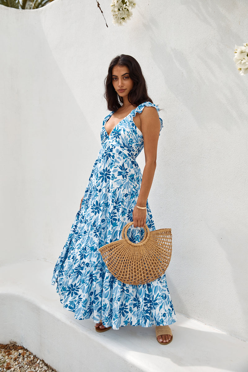 Nightfall Blooms Maxi Dress Blue | Fortunate One