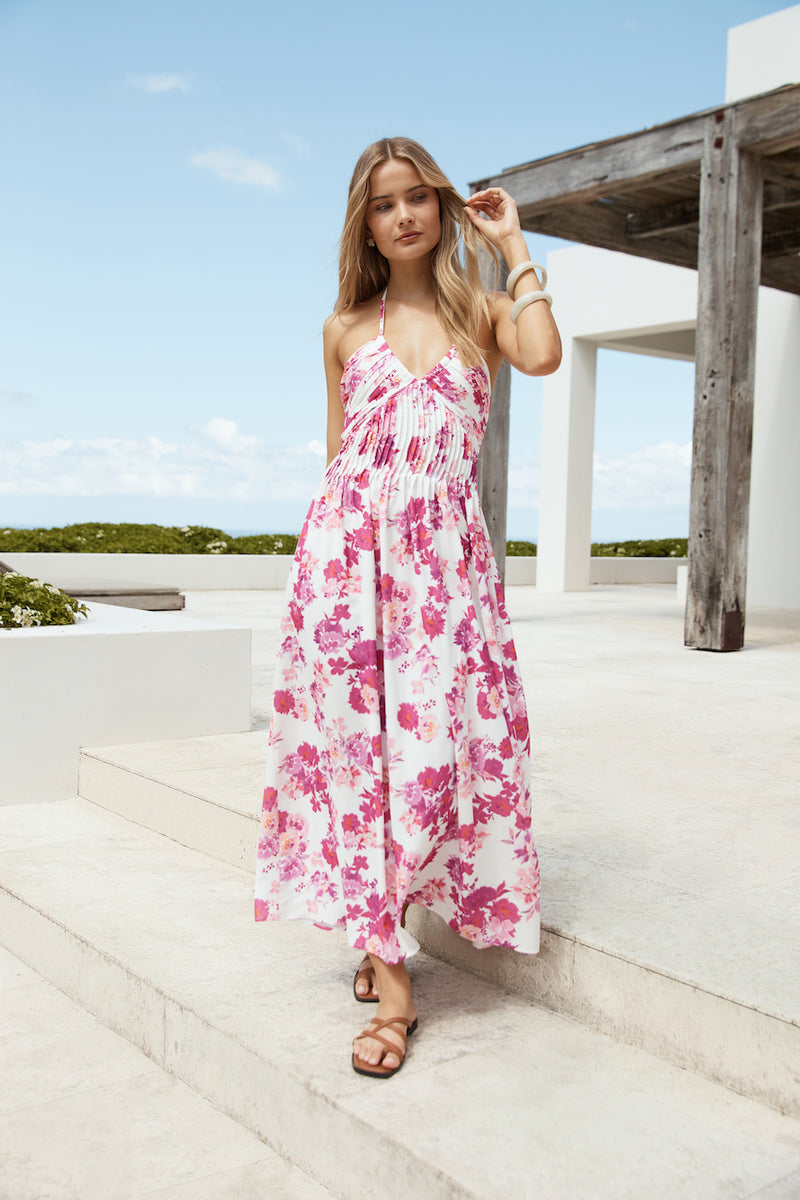 Cross My Heart Halter Maxi Dress Pink | Fortunate One