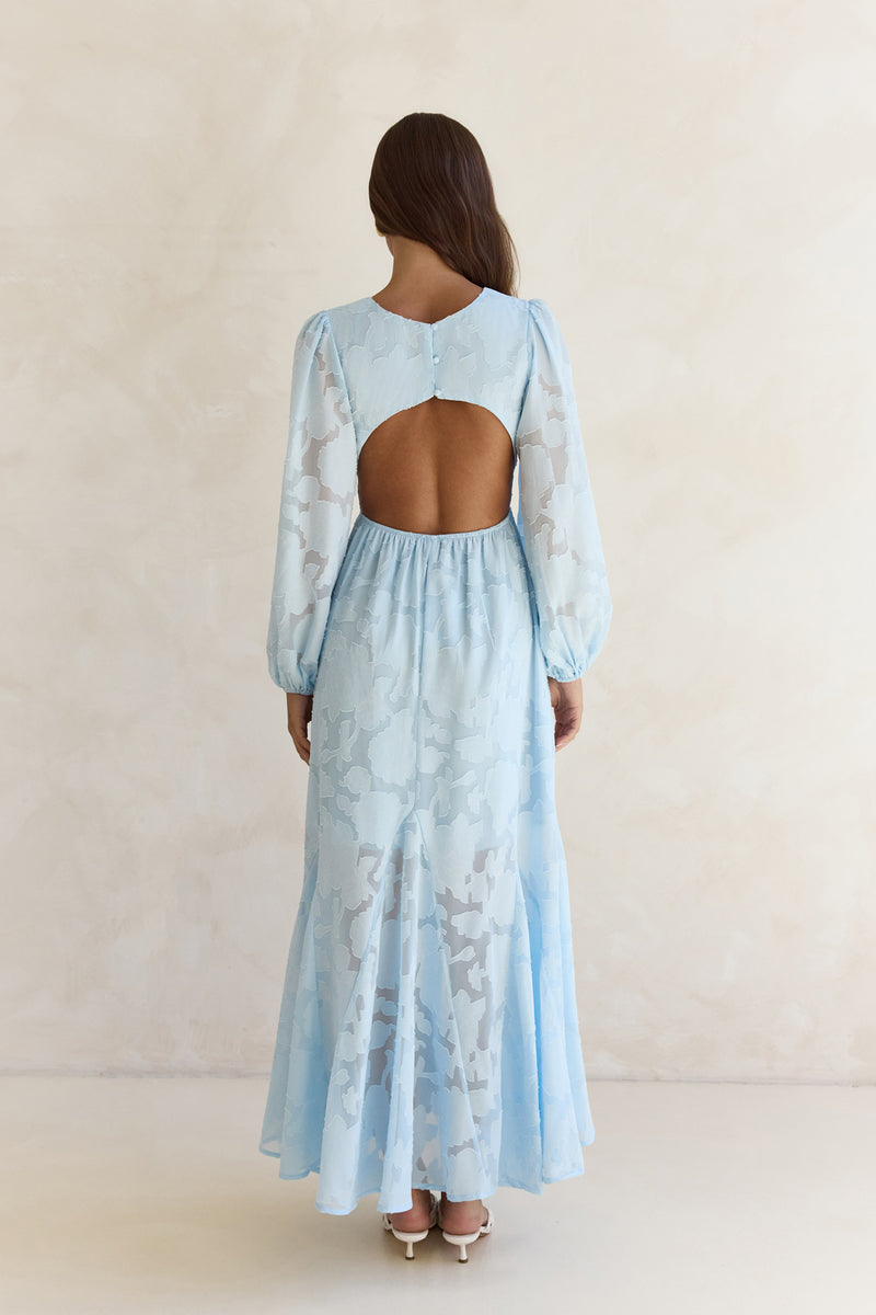 Time Floats By Long Sleeve Maxi Dress Blue Size S Time Floats By Long Sleeve Maxi Dress Blue Size S