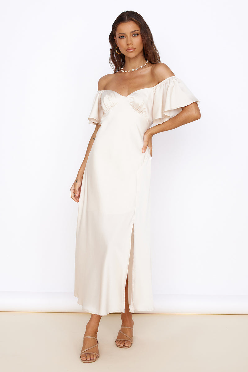 Aurora Sky Off-Shoulder Tie Maxi Dress Lemon main image 1