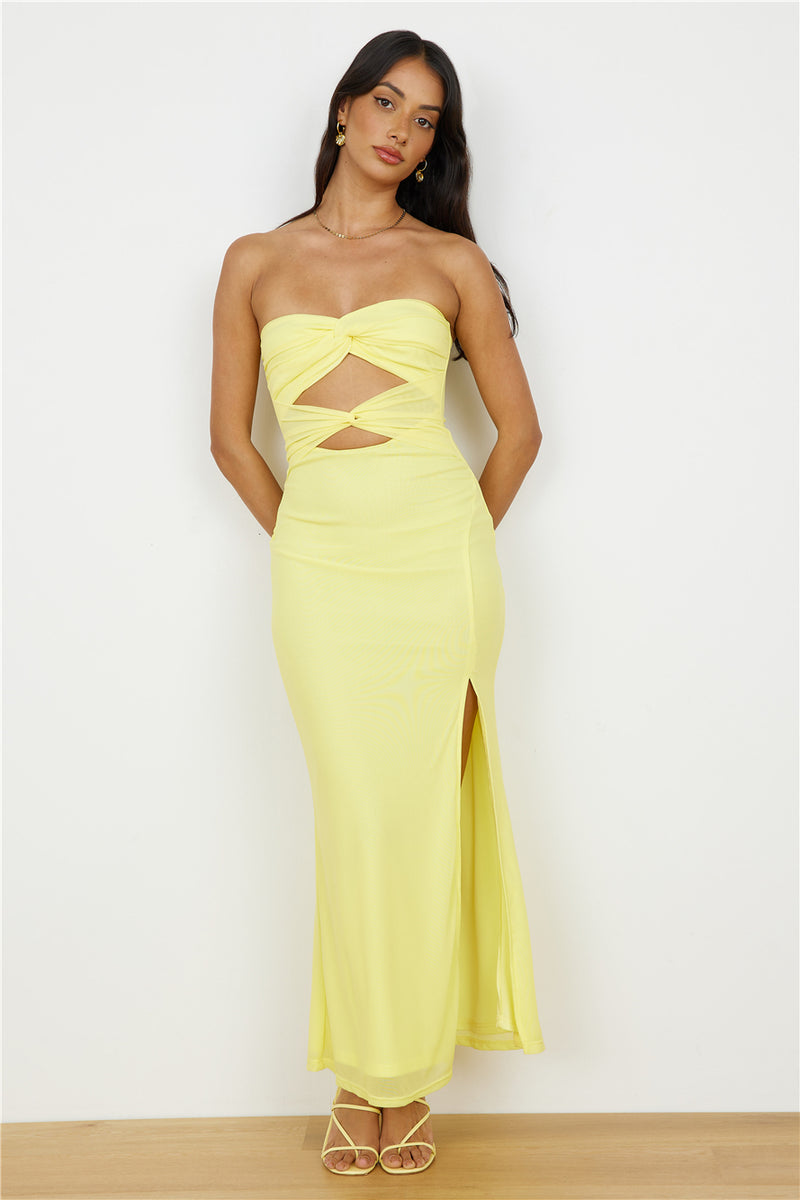 Wishful Strapless Maxi Dress Yellow