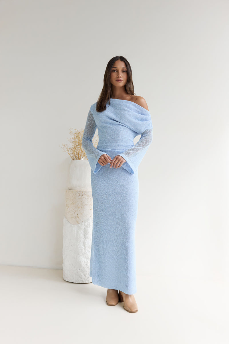 Cool Daze Long Sleeve Knit Maxi Dress Blue | Fortunate One Cool Daze Long Sleeve Knit Maxi Dress Blue | Fortunate One