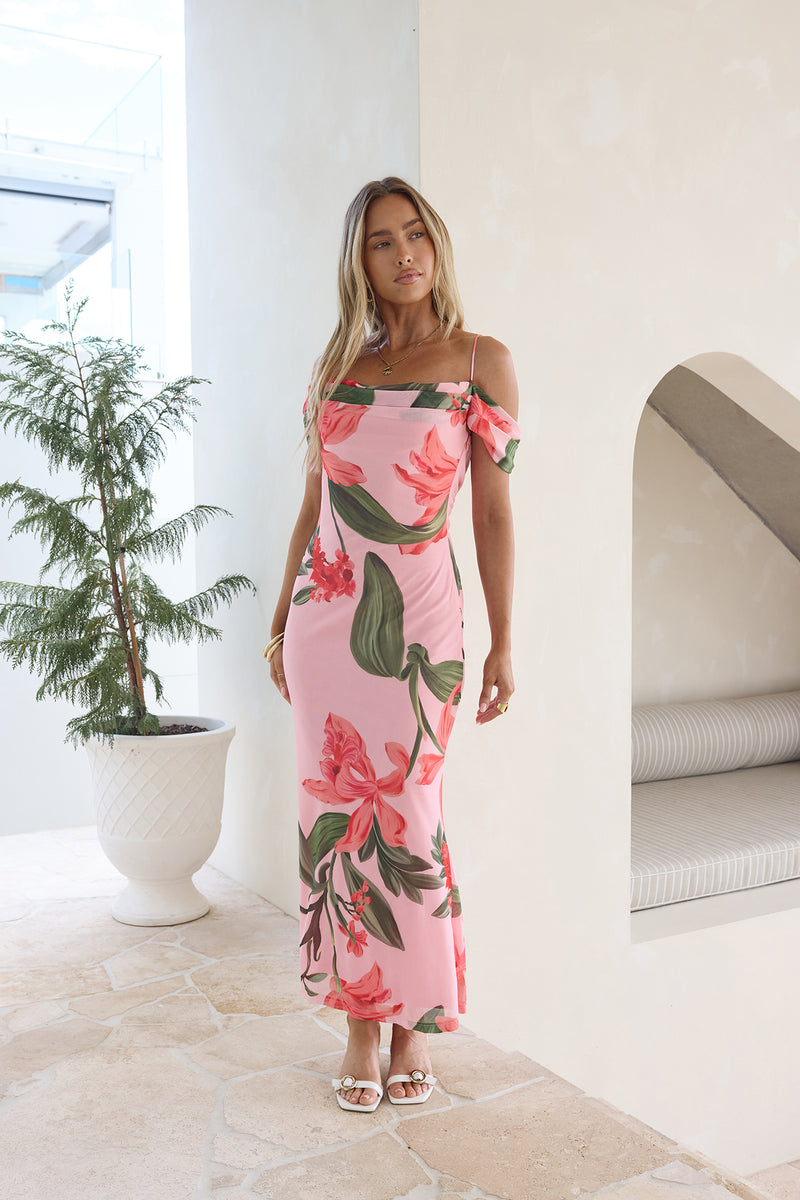 Lost in Your Eyes Mesh Maxi Dress Pink Size XL