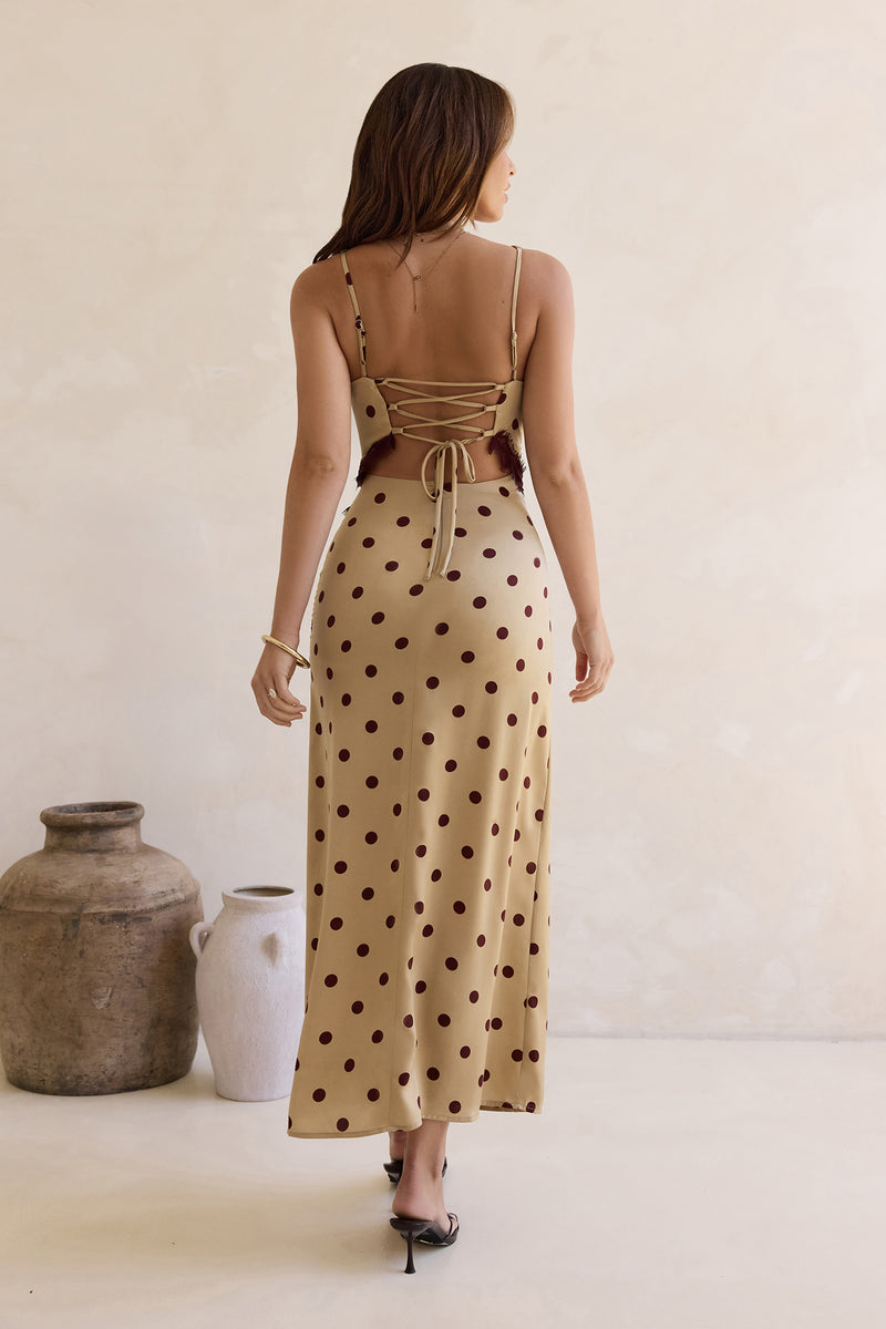 On The Sky Lace Polka Dot Maxi Dress Brown Size L On The Sky Lace Polka Dot Maxi Dress Brown Size L