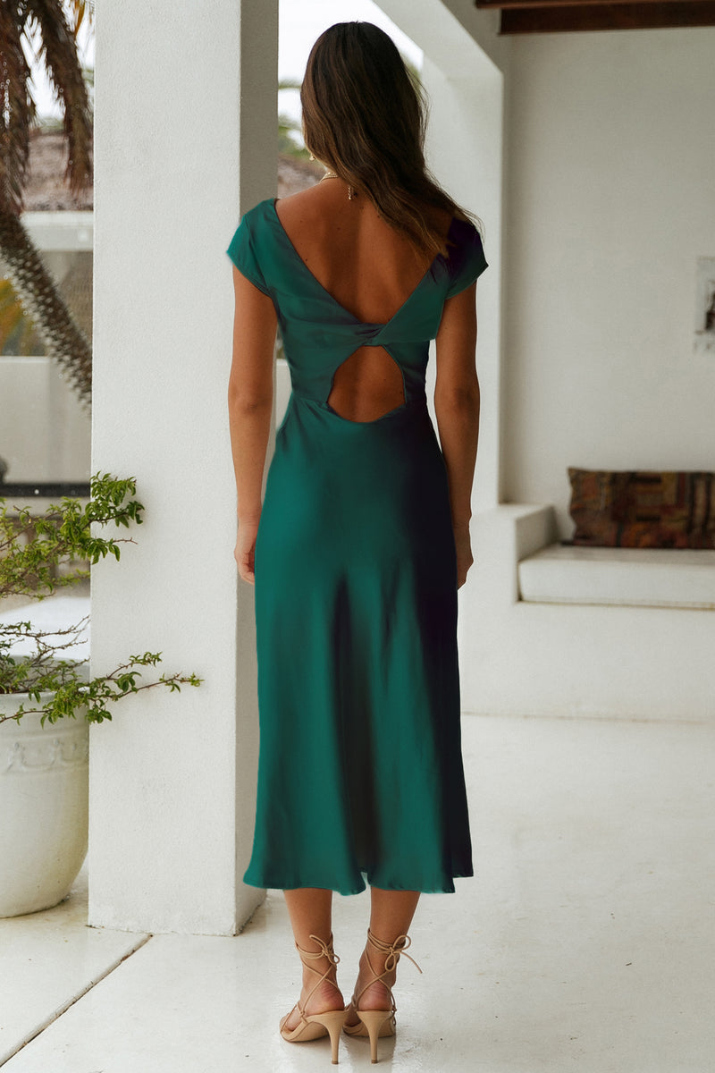 One Last Song Maxi Dress Forest Green Size S