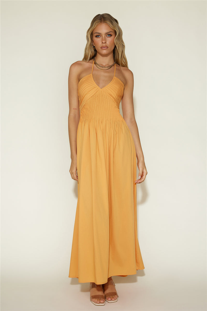 knee length dresses for ladies Cross My Heart Maxi Dress Orange