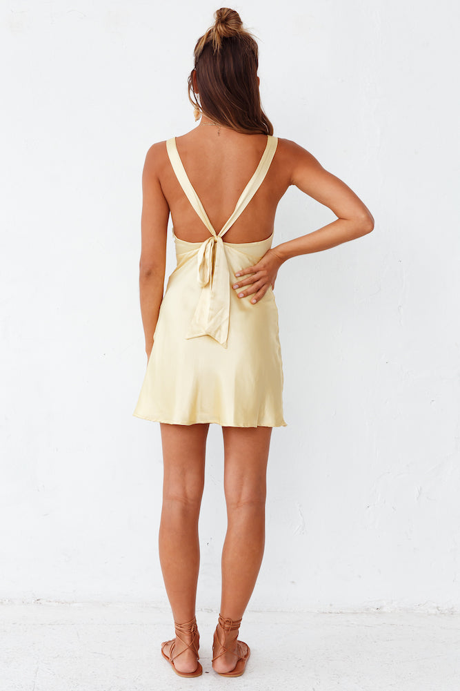 HELLO MOLLY Night In Cabana Satin Dress Yellow Size XS