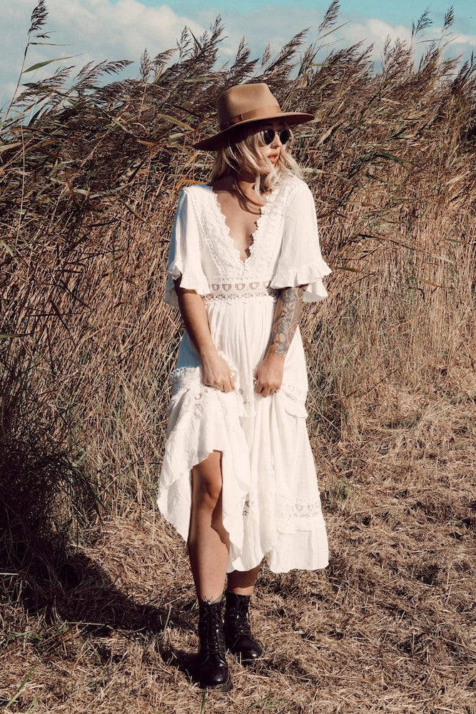 Cowboy Midi Dress White Fortunate One