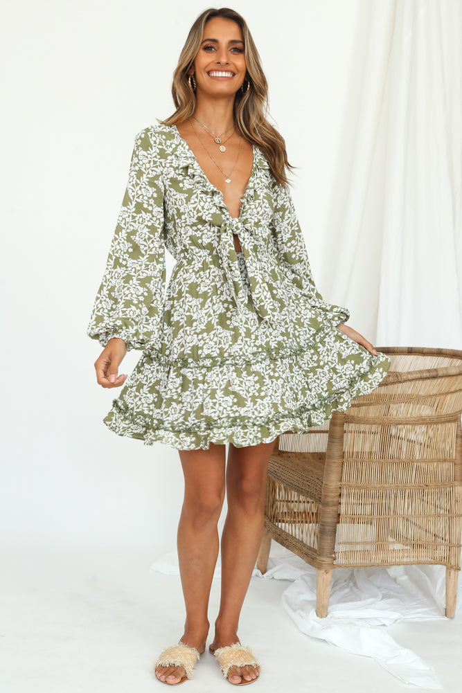 eclipse green dress Kantha Bae Eclipse Mixed Silk Print Dress (Green) – Go Kismet main image 1
