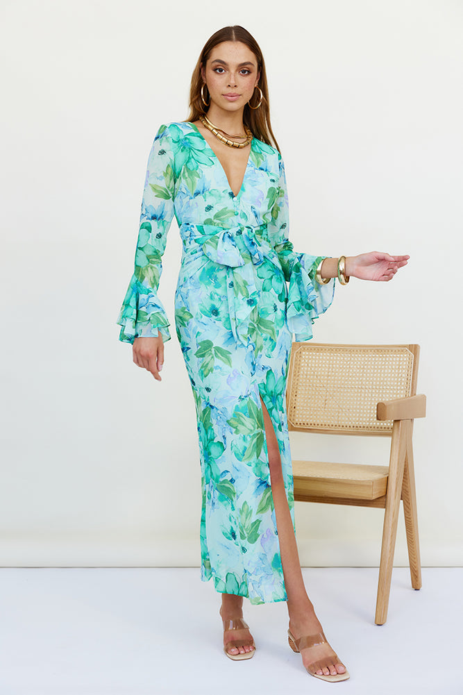 oasis green wrap dress Elara Sage Feeding Dress – Putchi main image 1