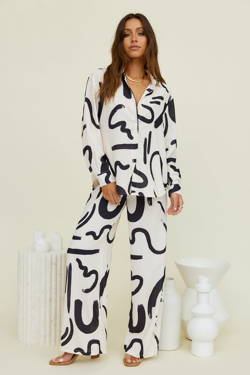 SEVEN WONDERS York Long Sleeve Shirt Sand Black Fortunate One