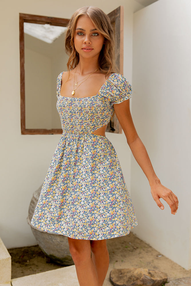 hello molly blue floral dress Ruffled Out up shoulder straps for a customised fit HELLO MOLLY Cutie Pot Dress