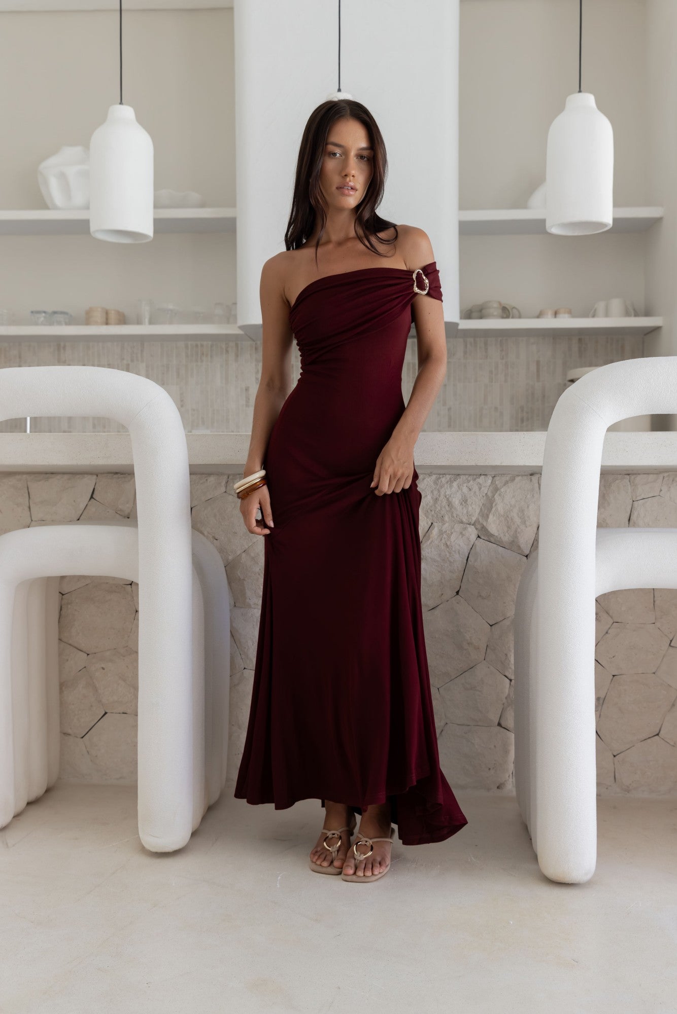 Sundown Secrets Off Shoulder Maxi Dress Wine | Fortunate One Sundown Secrets Off Shoulder Maxi Dress Wine | Fortunate One