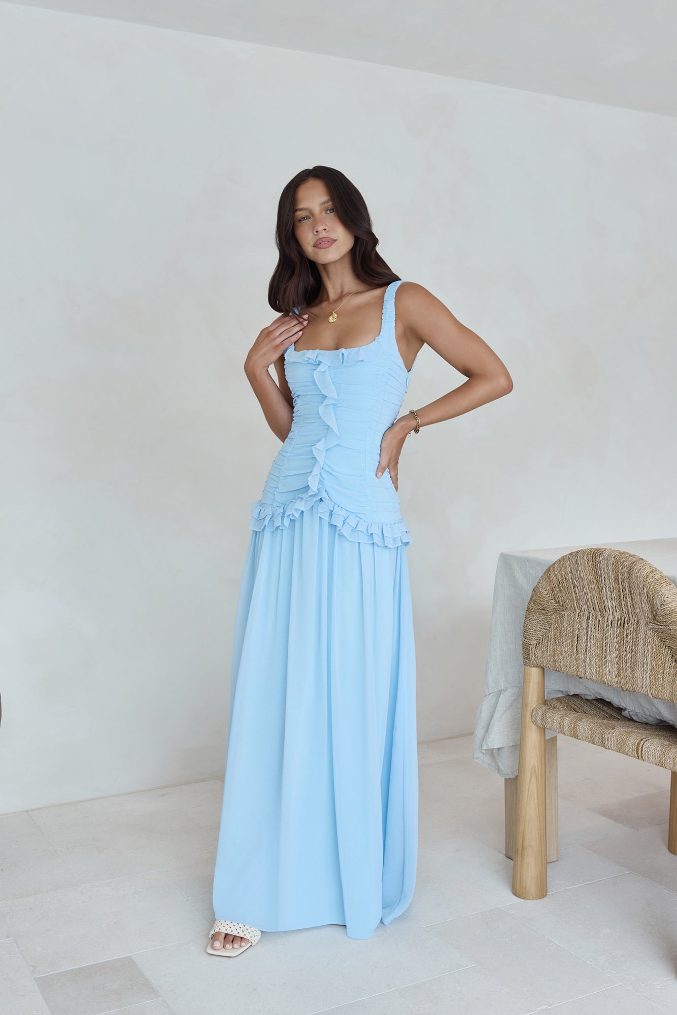 luxe maxi dress Shoreline Luxe Maxi Dress Blue Size L from Hello Molly