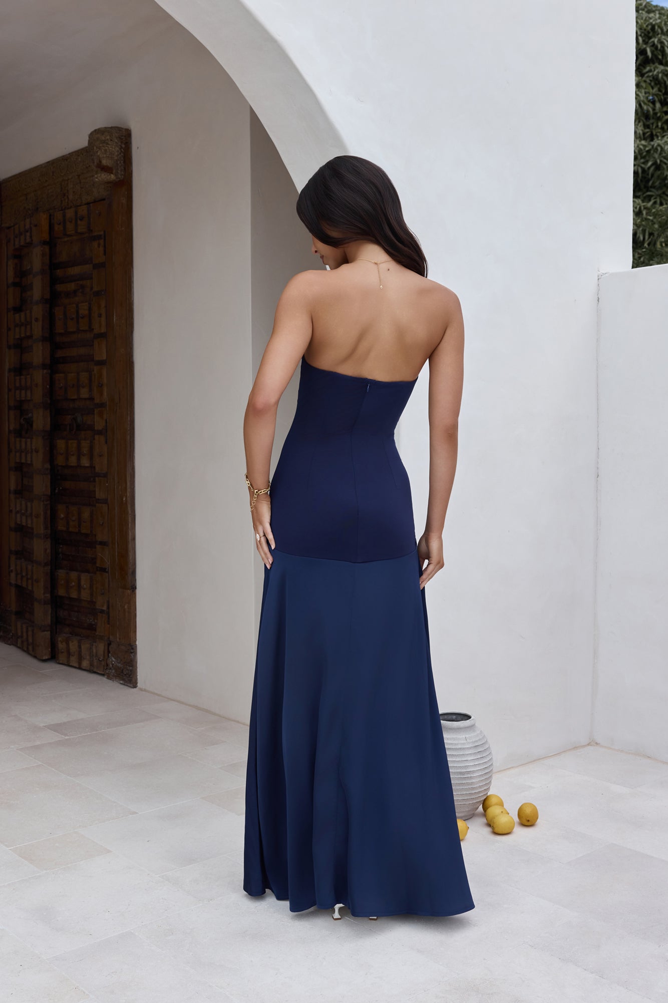 In The Skies Strapless Maxi Dress Blue | Fortunate One In The Skies Strapless Maxi Dress Blue | Fortunate One