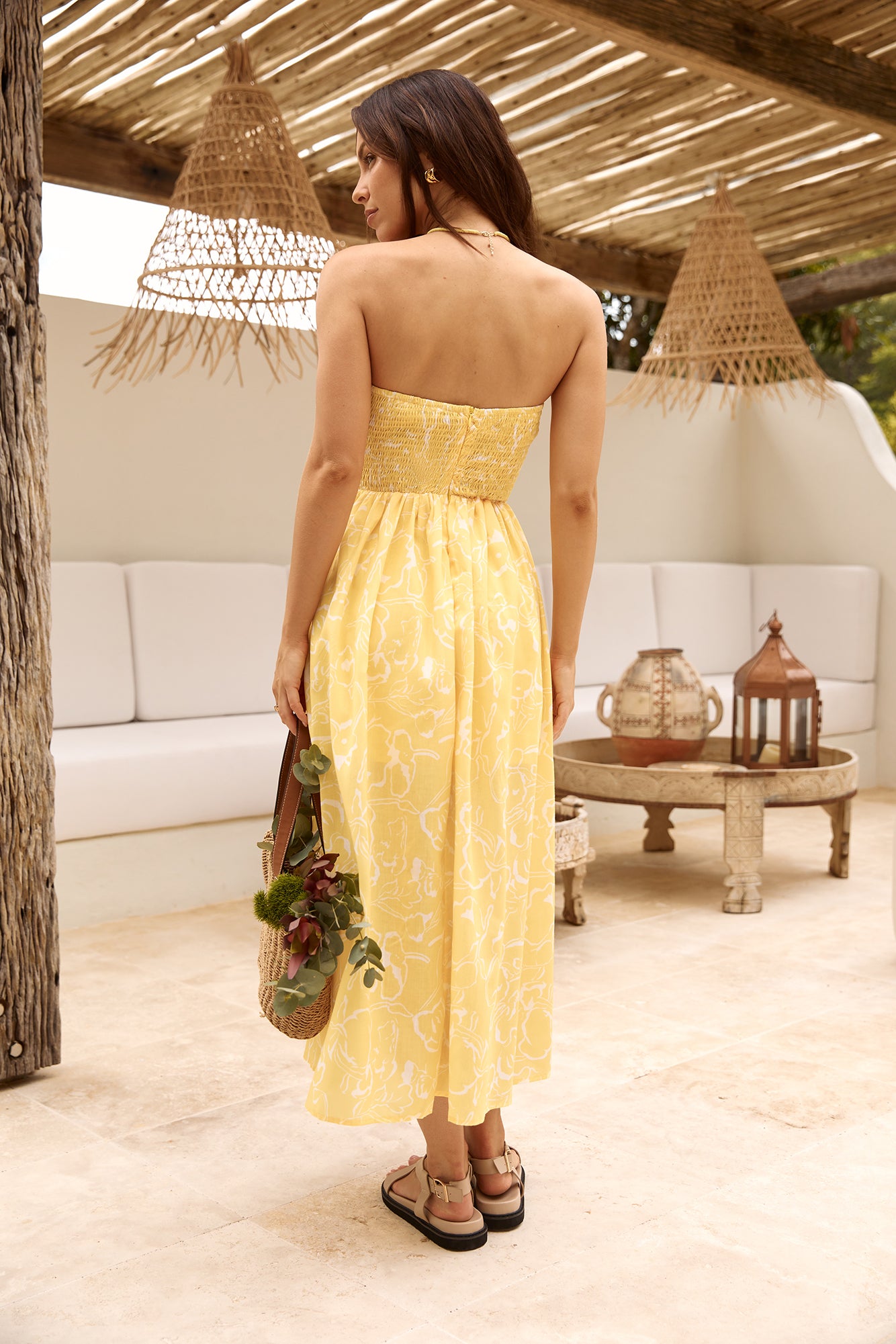 sunflower print midi dress Vintage Style Midi Dress Sunflower Floral