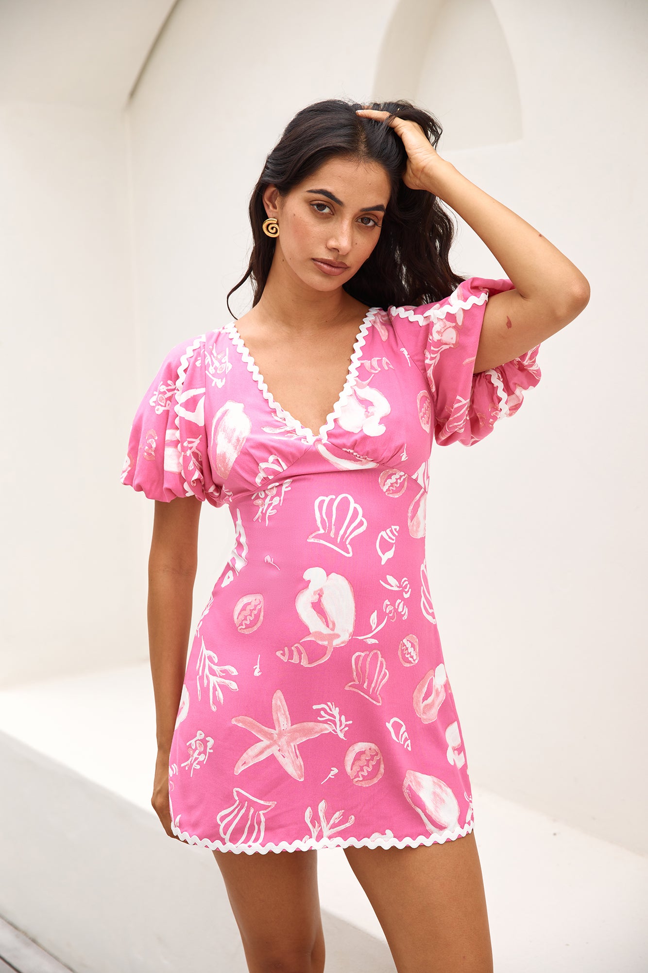 open lace back dress Bebe Organic Seashell Pink Mia Dress – Ladida main image 1
