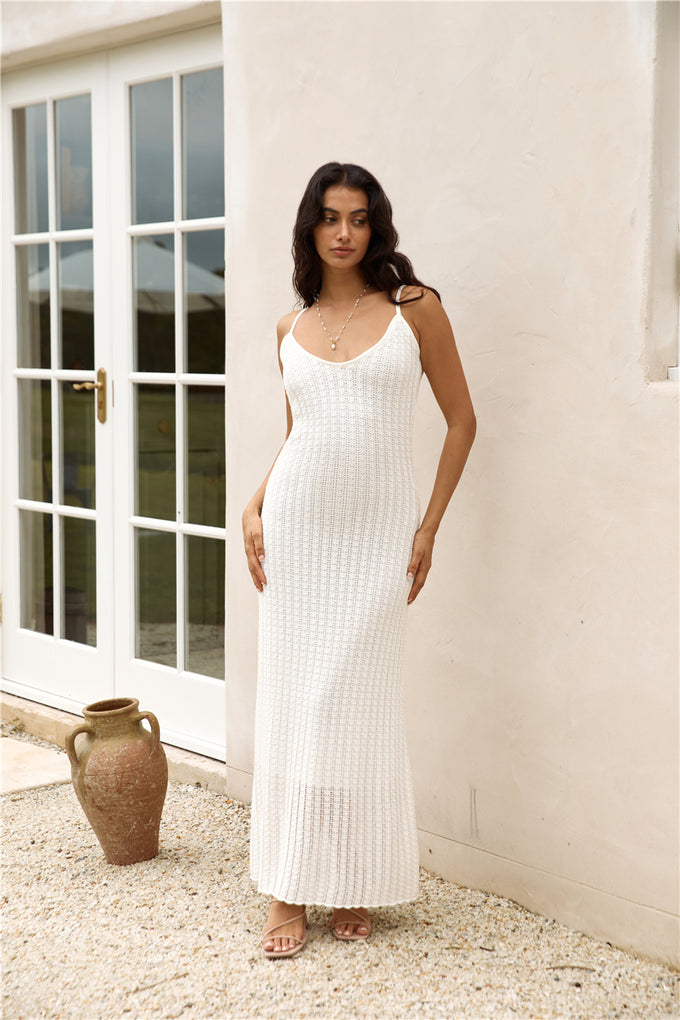 Soft Sand Knit Maxi Dress White