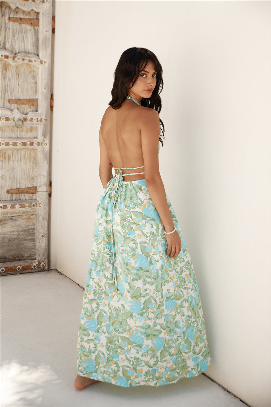 Ripe Mango Halter Maxi Dress Green | Fortunate One Ripe Mango Halter Maxi Dress Green | Fortunate One