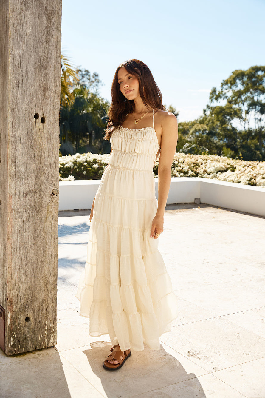 Renaissance Art Maxi Dress Cream Size L Renaissance Art Maxi Dress Cream Size L