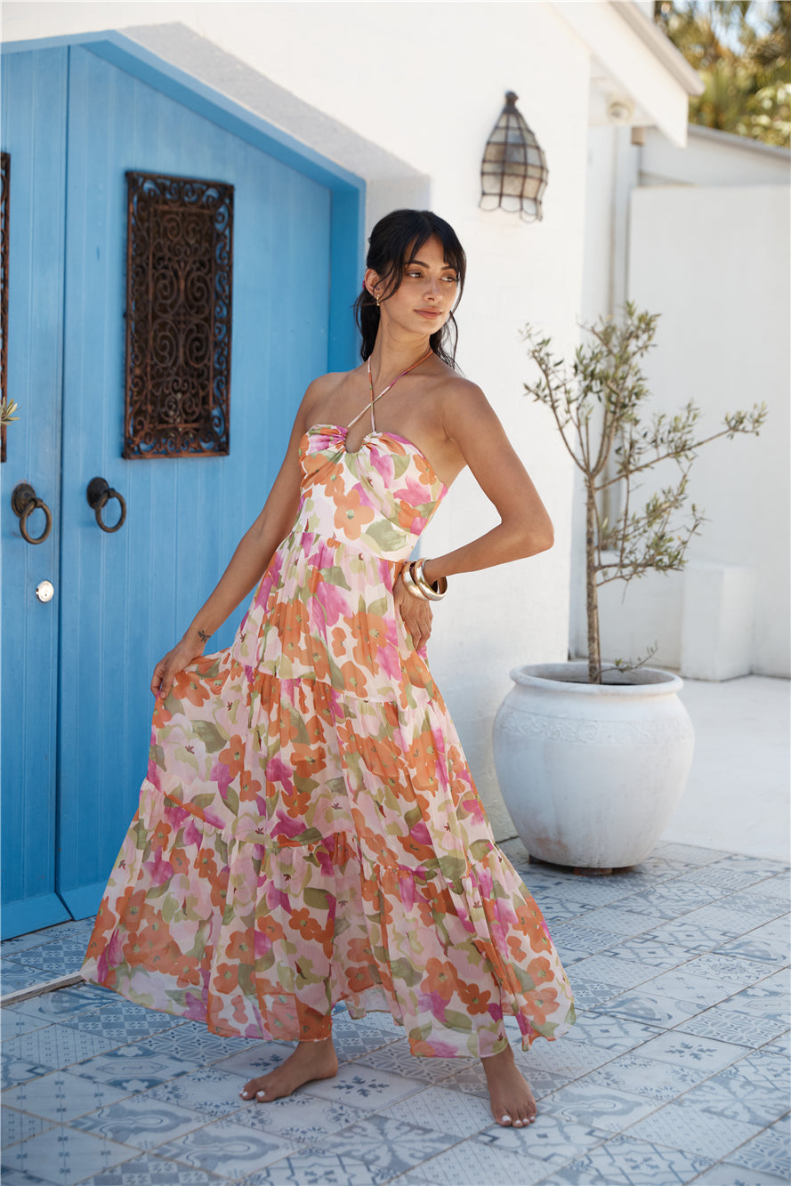 Summer Oasis Halter Maxi Dress Pink | Fortunate One Summer Oasis Halter Maxi Dress Pink | Fortunate One