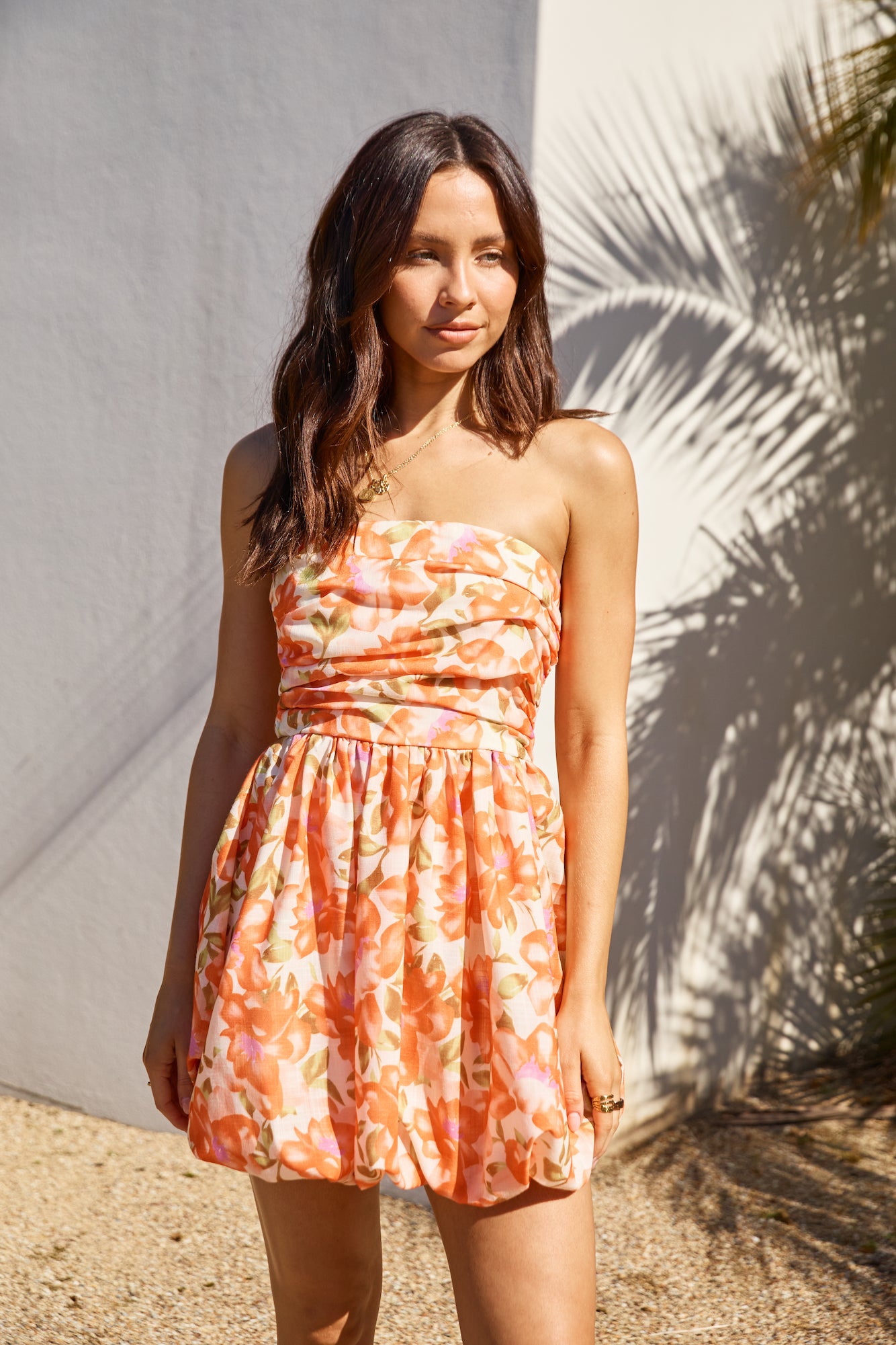 orange bubble hem dress Orange Floral Bubble Hem Dress