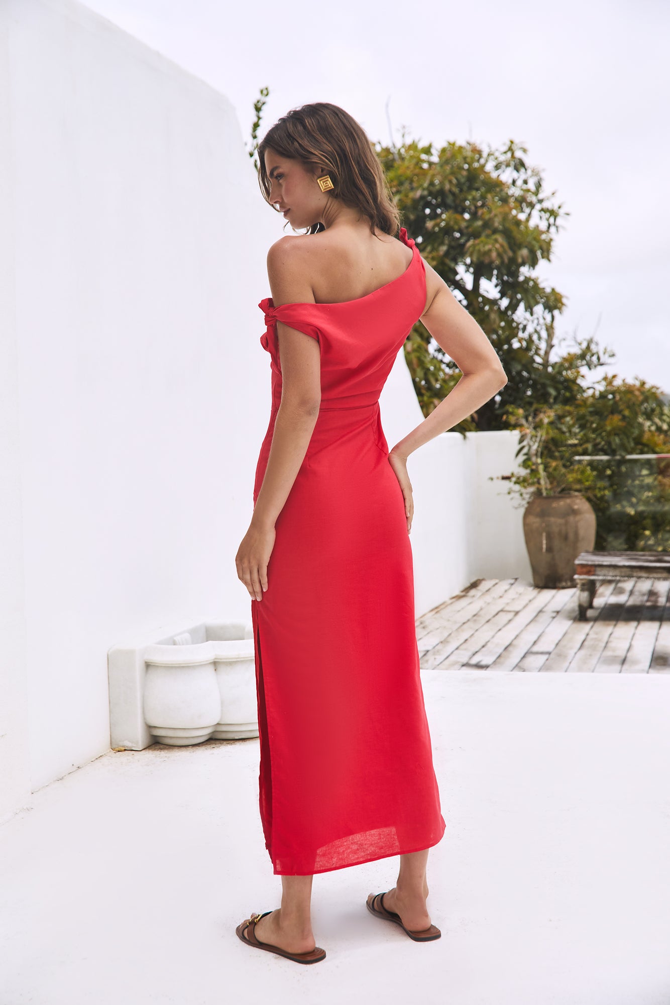 Arctic Allure Linen Maxi Dress Red | Fortunate One Arctic Allure Linen Maxi Dress Red | Fortunate One