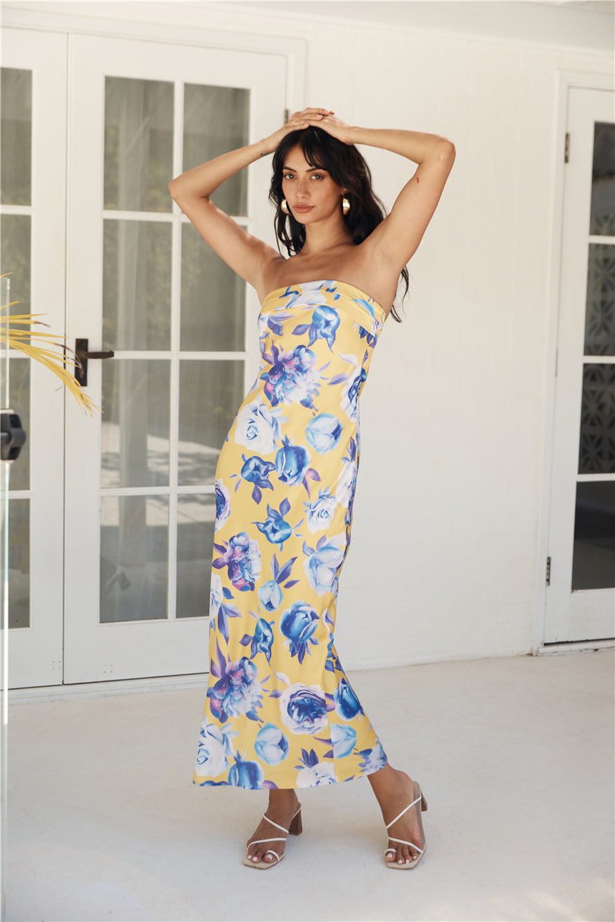 True Royalty Strapless Maxi Dress Yellow Size S True Royalty Strapless Maxi Dress Yellow Size S