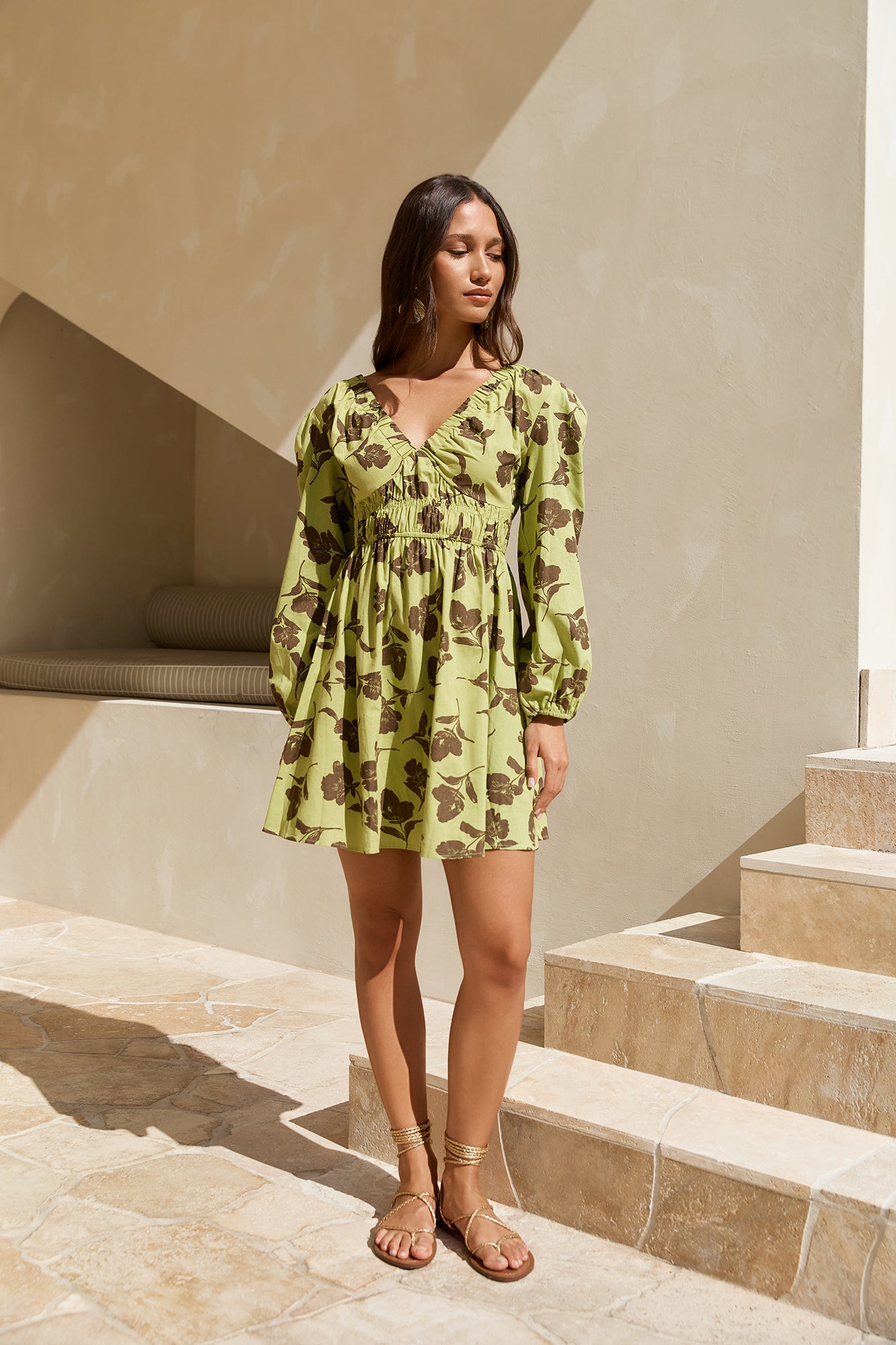 Aster Long Sleeve Mini Dress Green Size L