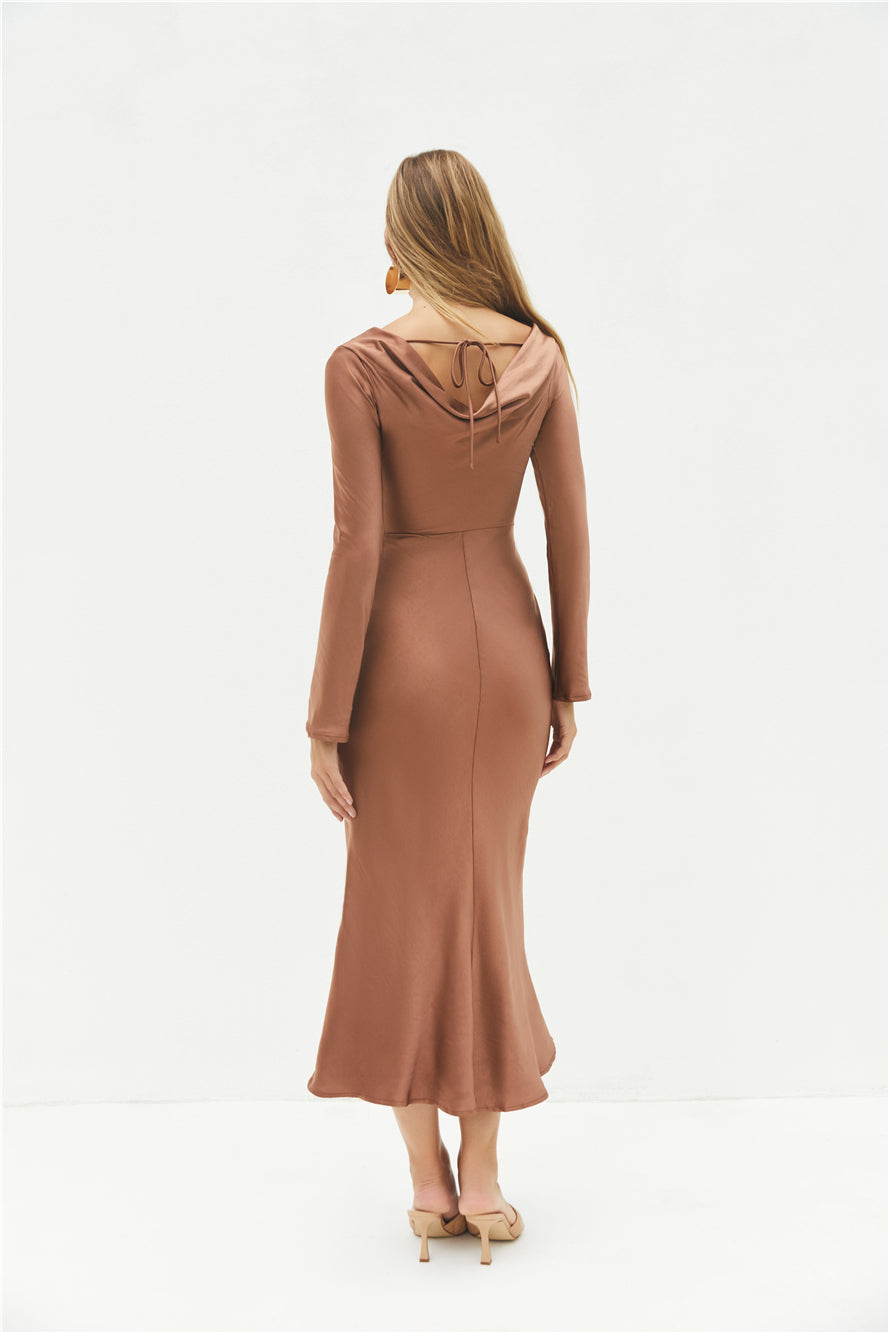 The Forget Me Not Satin Maxi Dress Brown | Fortunate One The Forget Me Not Satin Maxi Dress Brown | Fortunate One
