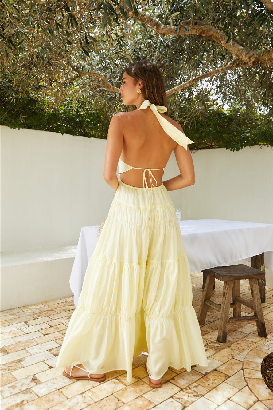Sunbeam Smile Halter Maxi Dress Butter | Fortunate One Sunbeam Smile Halter Maxi Dress Butter | Fortunate One