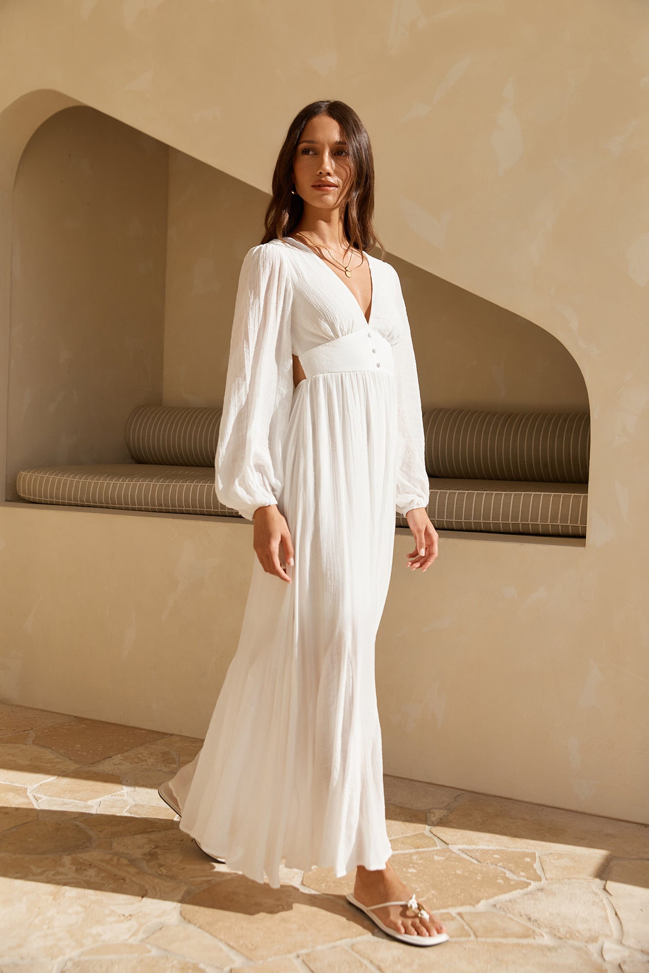 white long sleeve dress near me Sweeter Dreams Long Sleeve Maxi Dress White