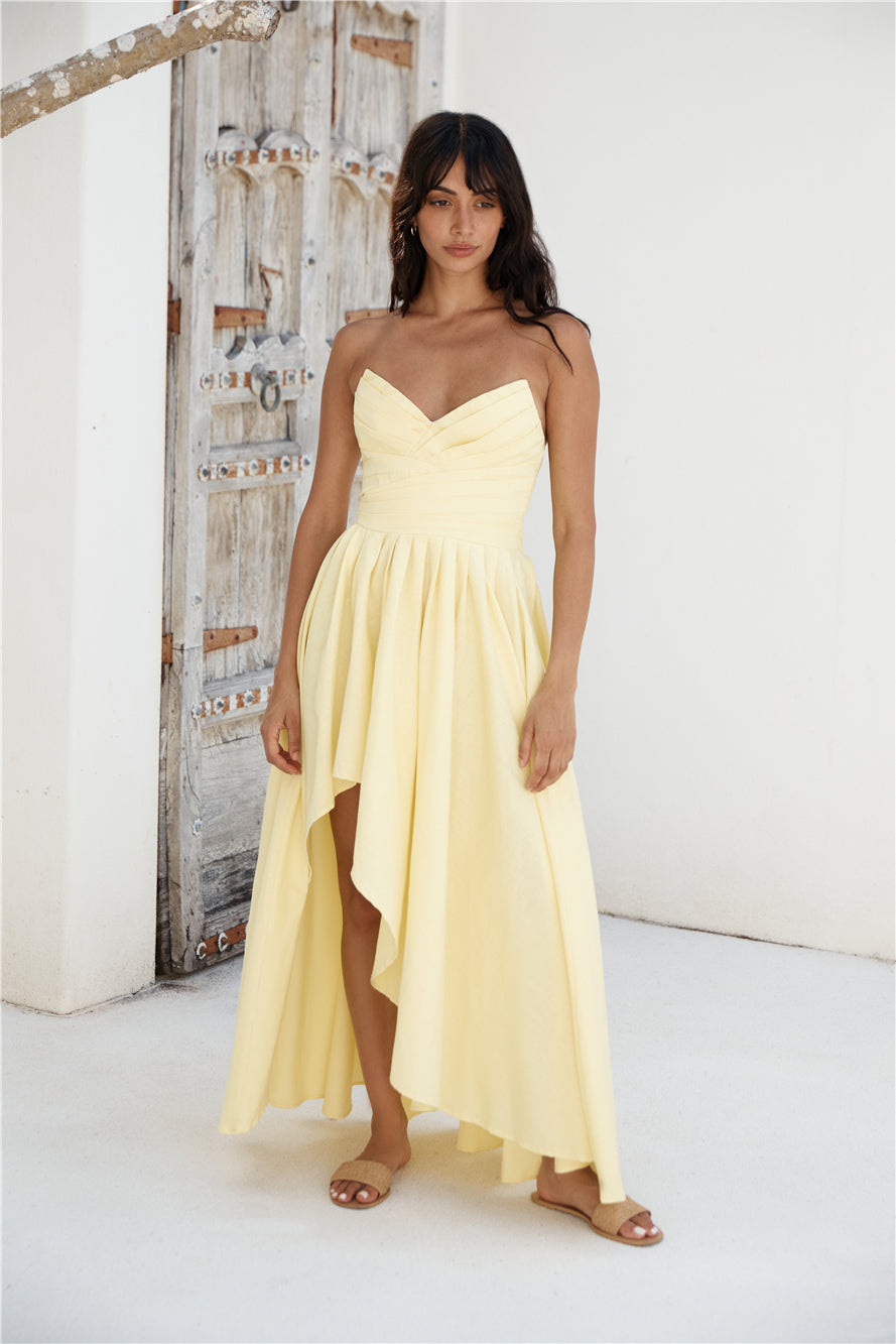 Enchantress Strapless Maxi Dress Yellow | Fortunate One Enchantress Strapless Maxi Dress Yellow | Fortunate One