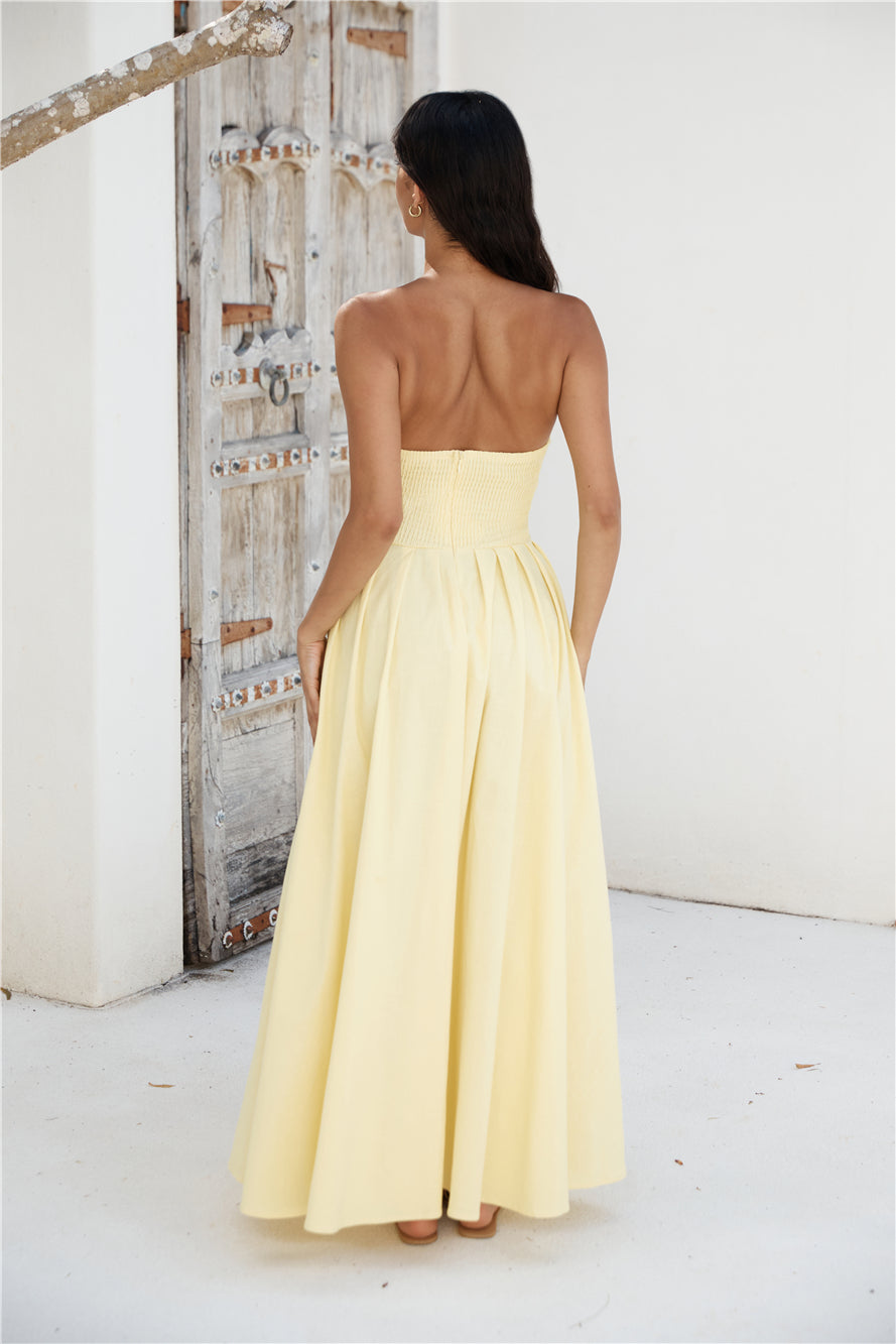 Enchantress Strapless Maxi Dress Yellow | Fortunate One Enchantress Strapless Maxi Dress Yellow | Fortunate One