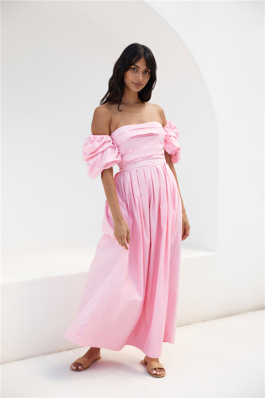 Bella Off-Shoulder Maxi Dress Pink | Fortunate One Bella Off-Shoulder Maxi Dress Pink | Fortunate One