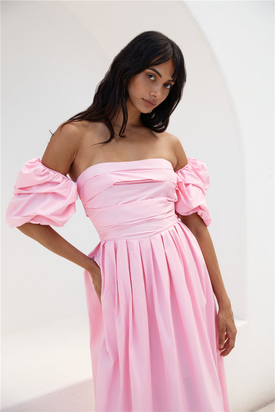 Bella Off-Shoulder Maxi Dress Pink Size M Bella Off-Shoulder Maxi Dress Pink Size M