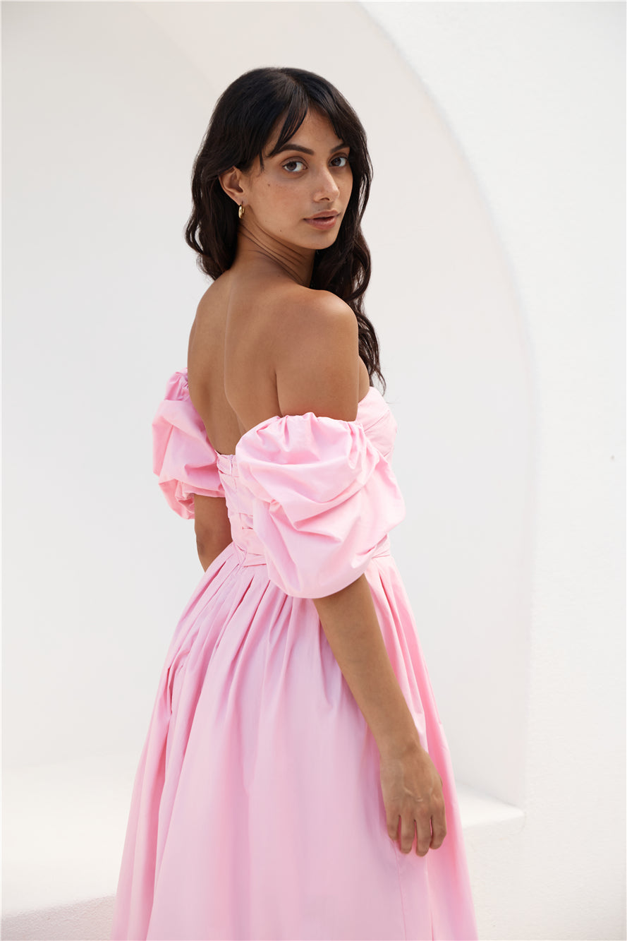 Bella Off-Shoulder Maxi Dress Pink | Fortunate One Bella Off-Shoulder Maxi Dress Pink | Fortunate One