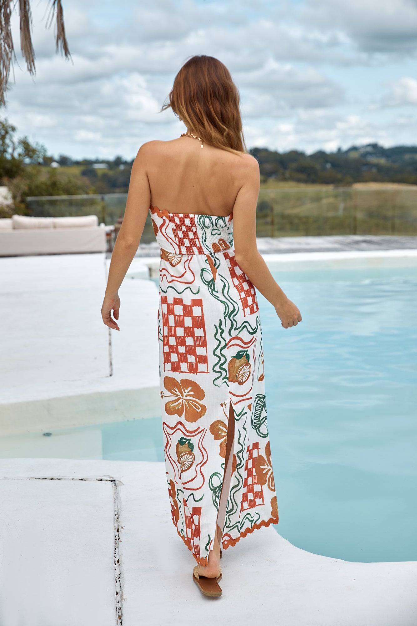 Hawaiian Retreat Strapless Maxi Dress Orange | Fortunate One Hawaiian Retreat Strapless Maxi Dress Orange | Fortunate One