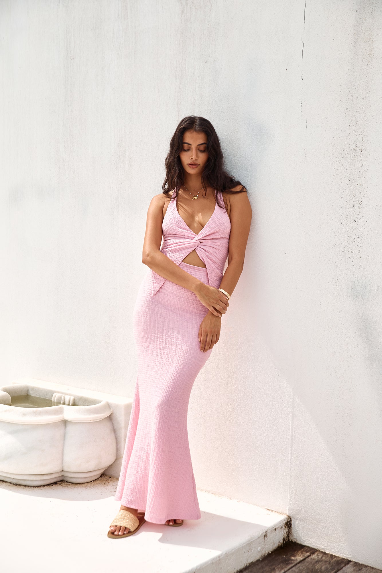 palm paradise maxi dress pink Fortunate One