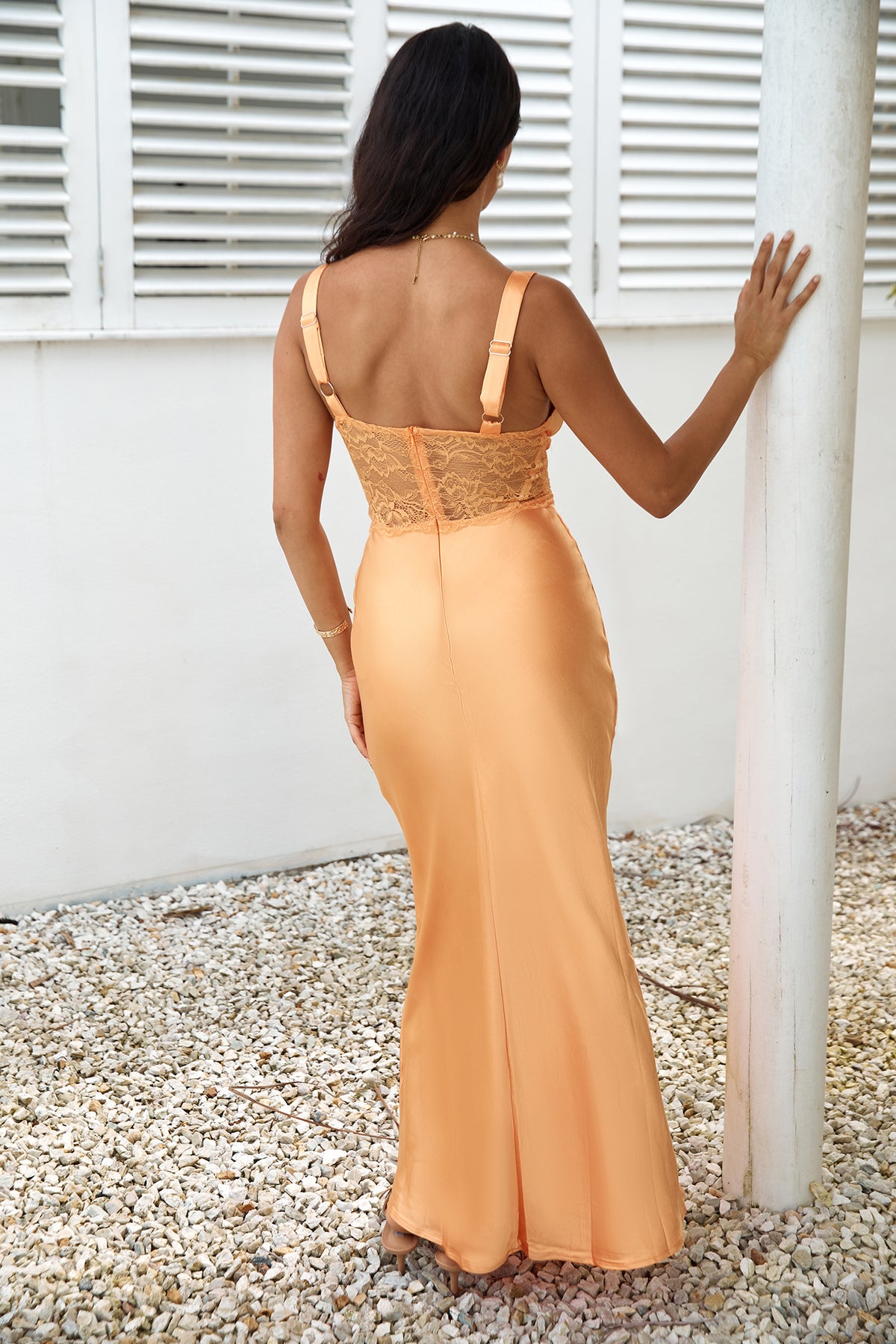 Sunset Serenade Maxi Dress in Navy Satin