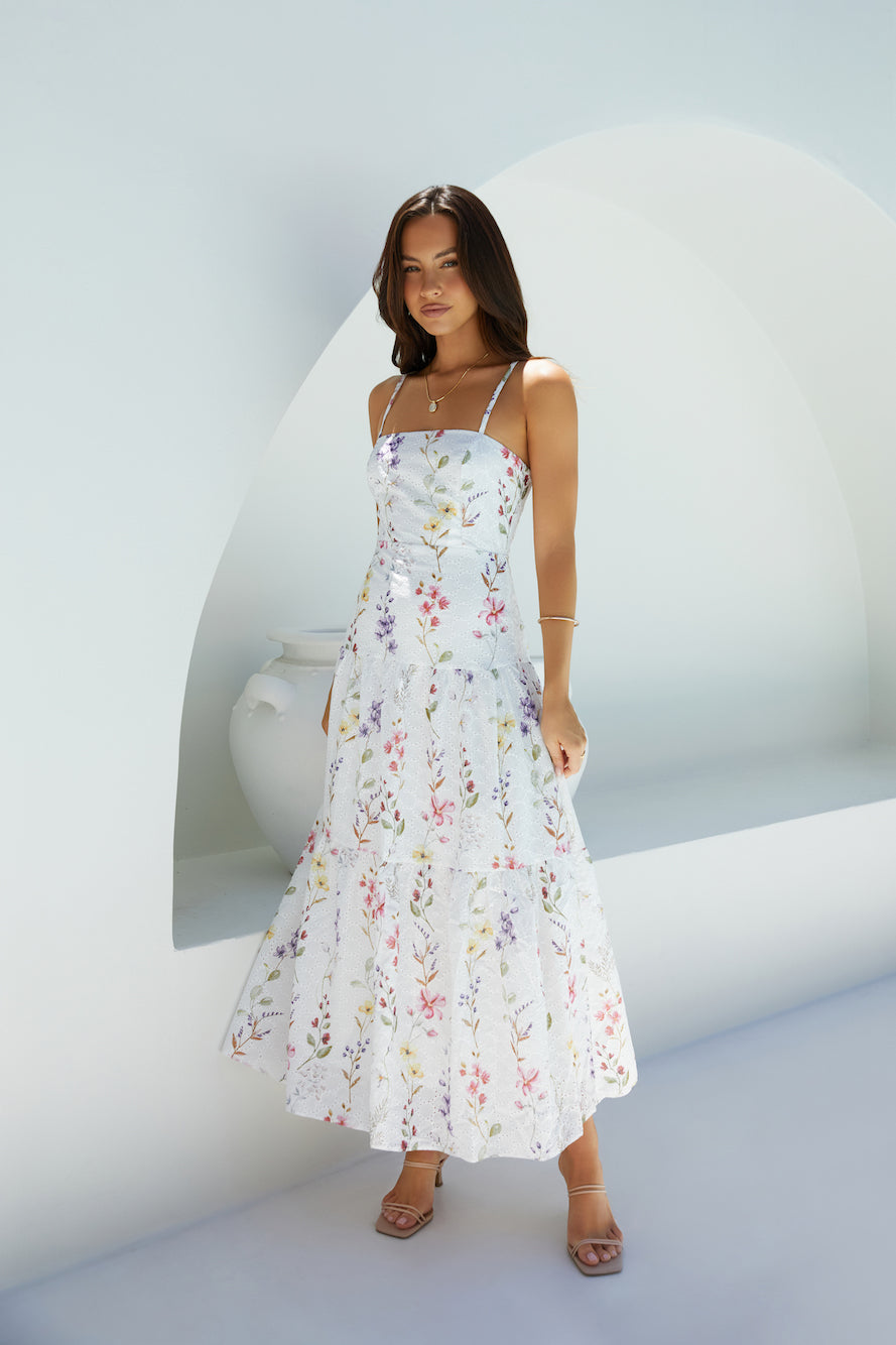 Luminous Field Floral Maxi Dress White Fortunate One