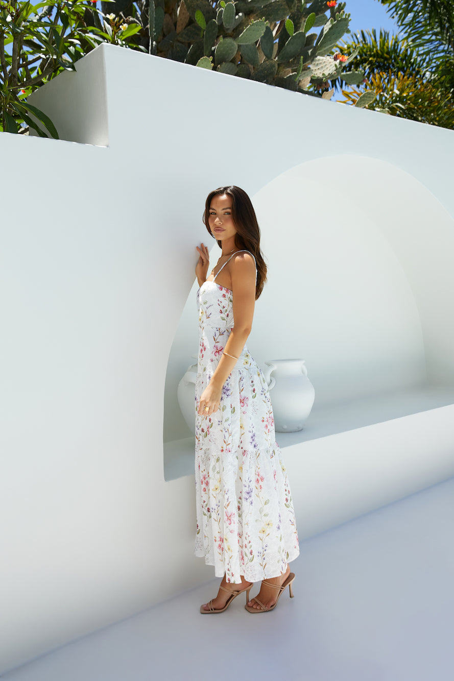 Luminous Field Floral Maxi Dress White | Fortunate One Luminous Field Floral Maxi Dress White | Fortunate One