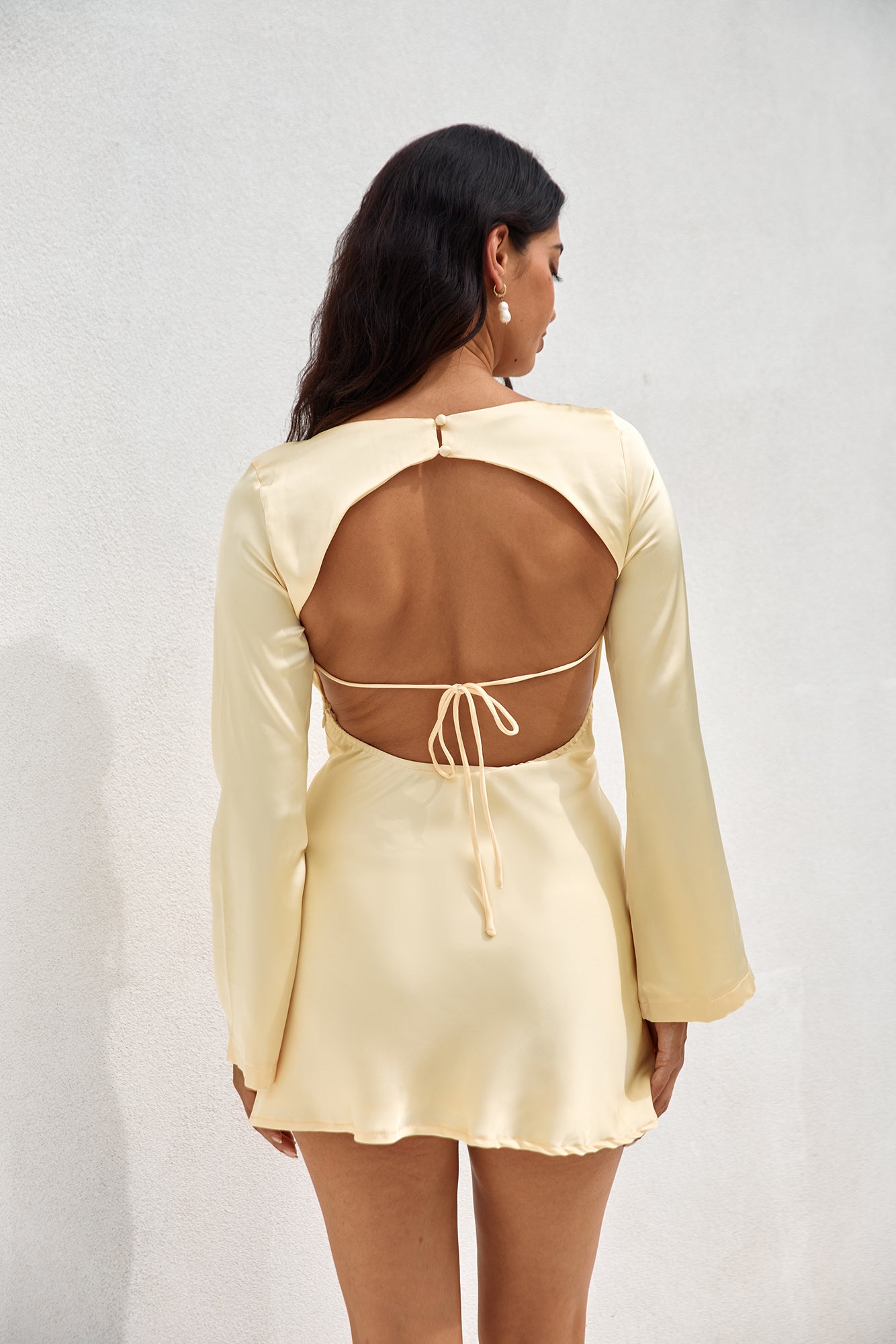 satin mini dress yellow Butacup Frill Mini Dress Yellow