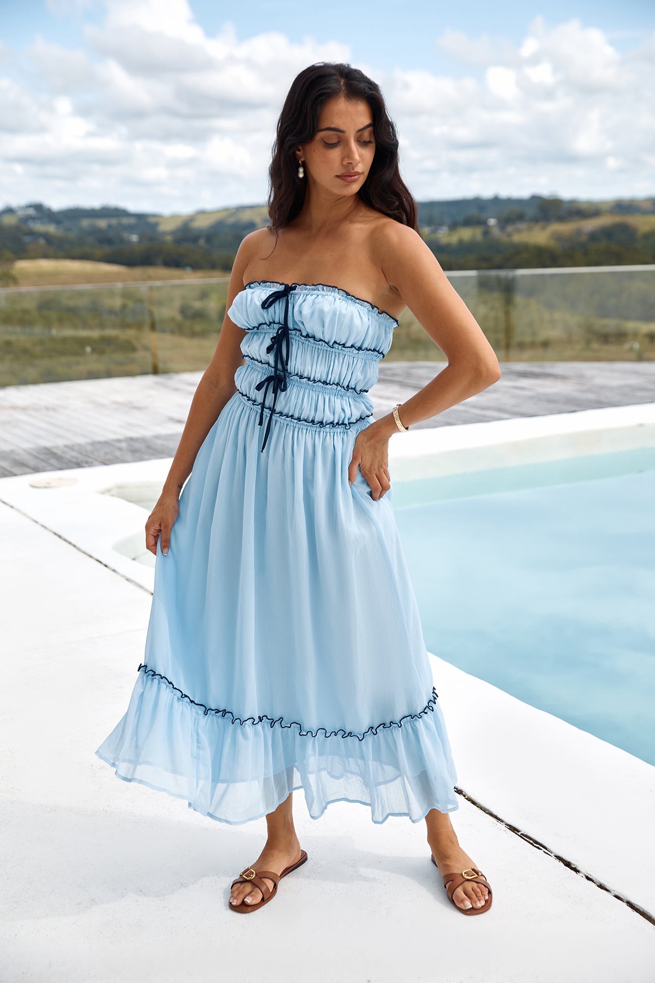 Talulah Strapless Maxi Dress Blue | Fortunate One Talulah Strapless Maxi Dress Blue | Fortunate One