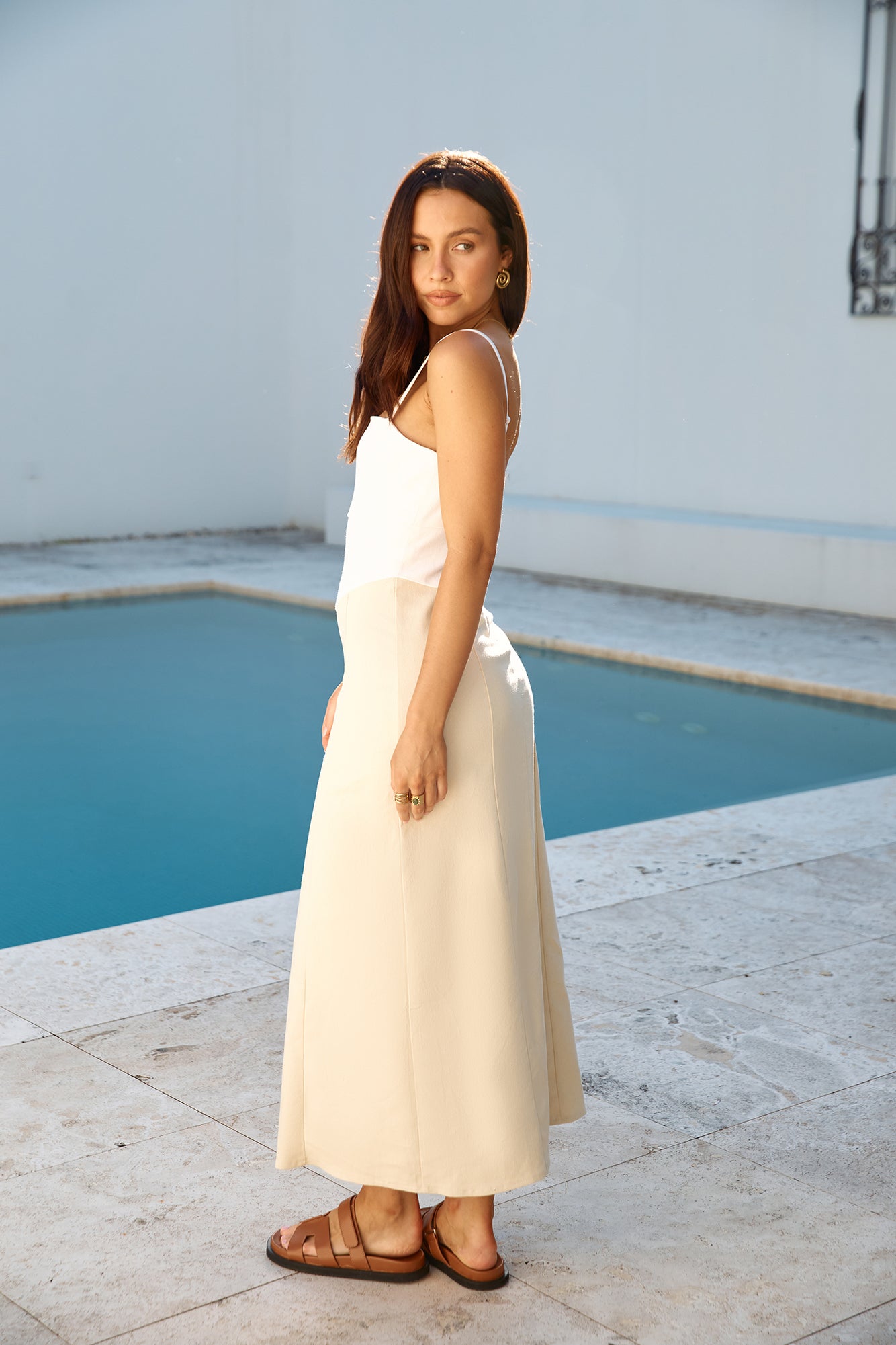 Brunch Date Midi Dress Beige | Fortunate One Brunch Date Midi Dress Beige | Fortunate One
