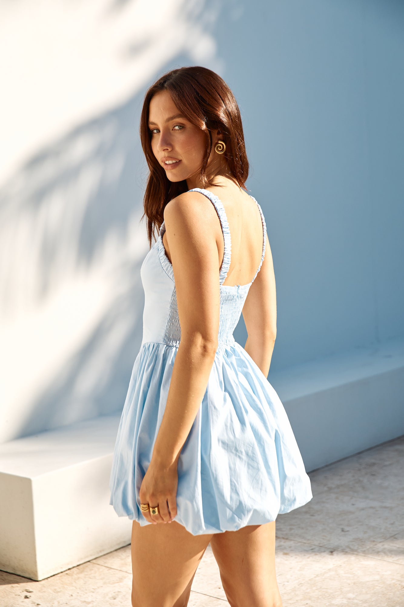 With The Girls Bubble Hem Mini Dress Blue | Fortunate One With The Girls Bubble Hem Mini Dress Blue | Fortunate One